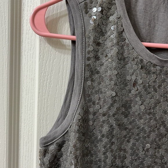 NWOT J Crew Sparkly Sequin Shell Tank Top Crew Neck Sleeveless Blouse Grey Small - Picture 5 of 10